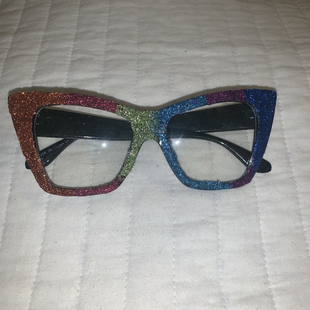 rainbow glitter glasses